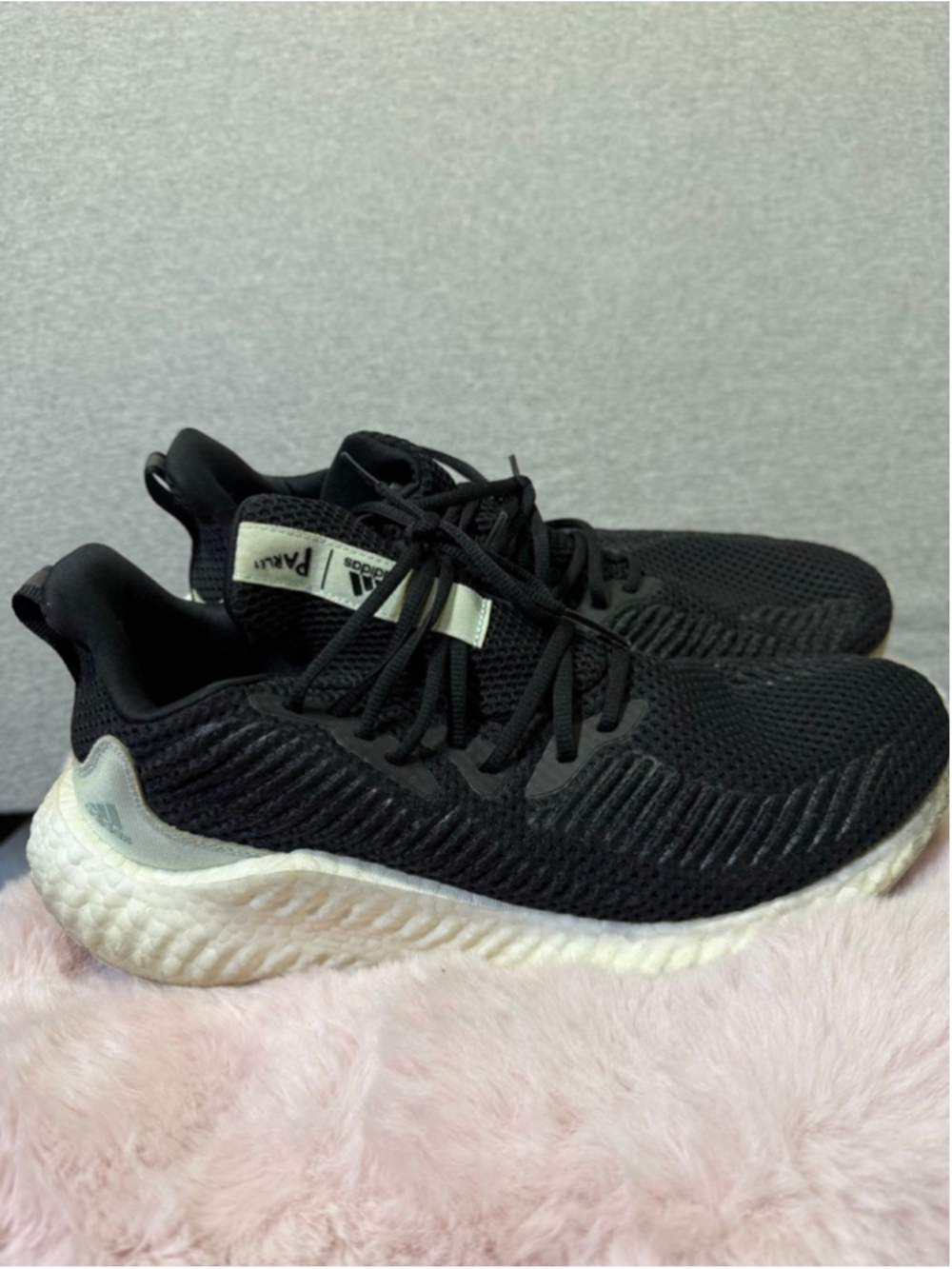 Men's Adidas Alphabounce+ Parley Black White Athletic Shoes Size 11